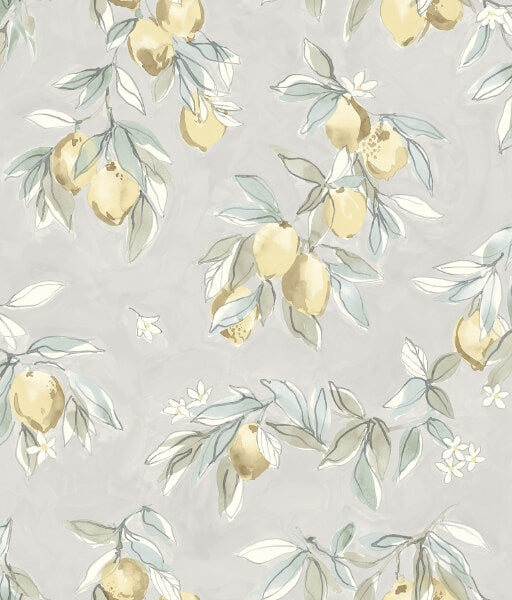 Lemonade Grey Citrus Wallpaper