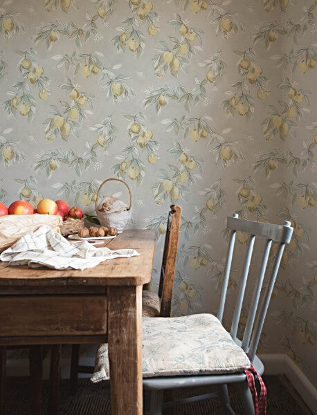 Lemonade Grey Citrus Wallpaper