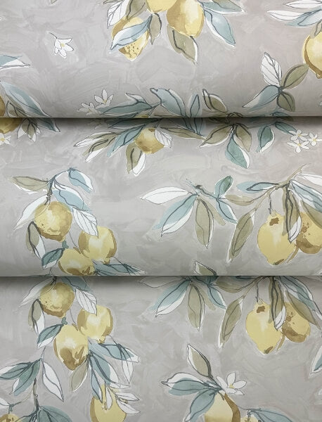 Lemonade Grey Citrus Wallpaper