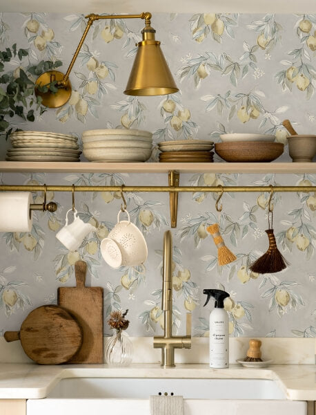 Lemonade Grey Citrus Wallpaper