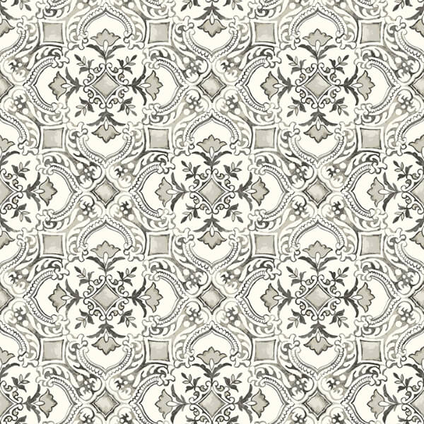 Marjoram Black Floral Tile Wallpaper