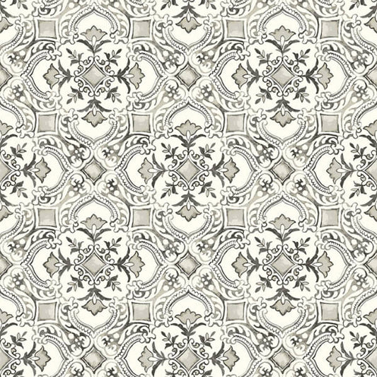 Marjoram Black Floral Tile Wallpaper