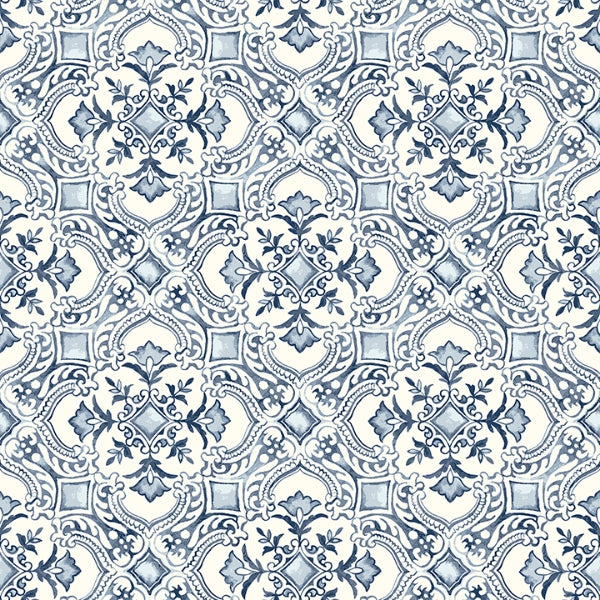 Marjoram Blue Floral Tile Wallpaper