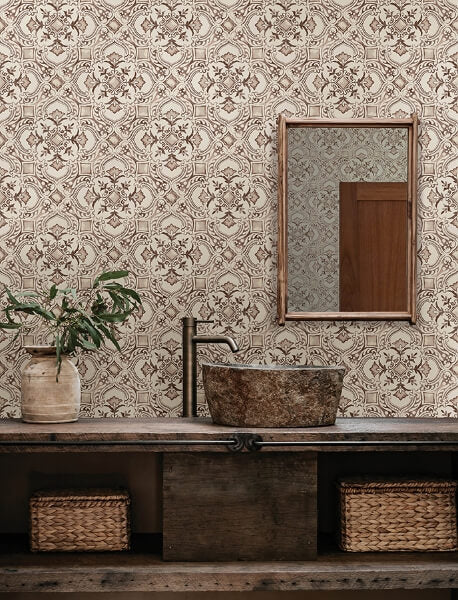 Marjoram Blush Floral Tile Wallpaper