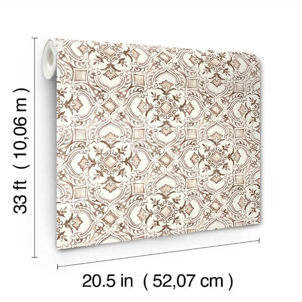 Marjoram Blush Floral Tile Wallpaper
