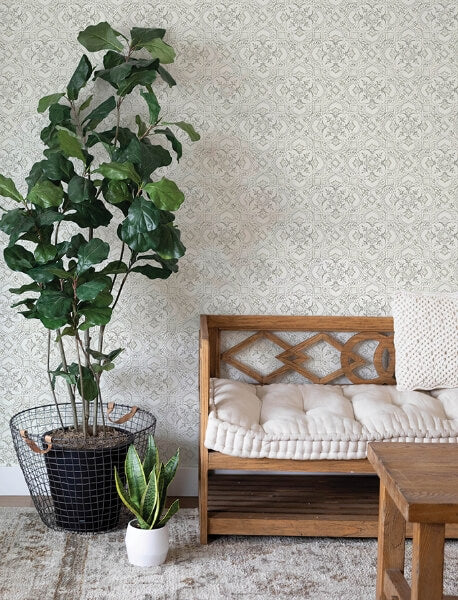 Marjoram Blush Floral Tile Wallpaper
