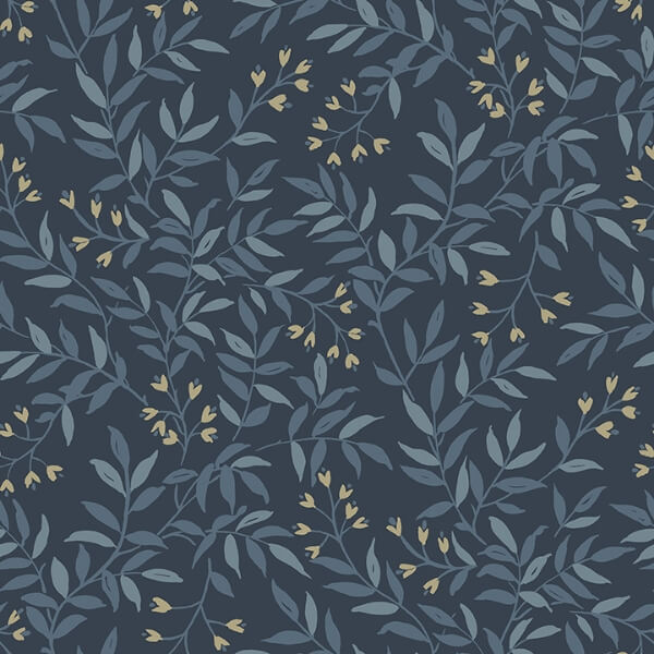 Senna Navy Budding Vines Wallpaper
