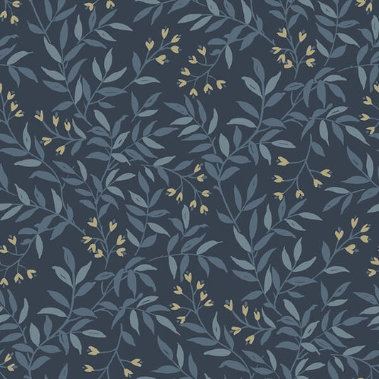 Senna Navy Budding Vines Wallpaper