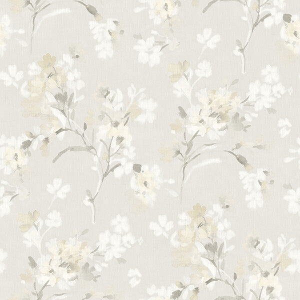 Azalea Neutral Floral Branches Wallpaper