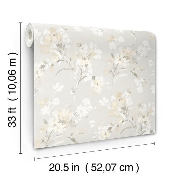 Azalea Neutral Floral Branches Wallpaper