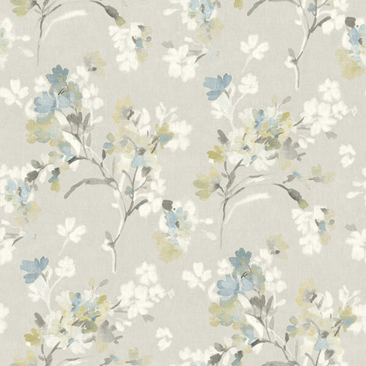 Azalea Light Grey Floral Branches Wallpaper