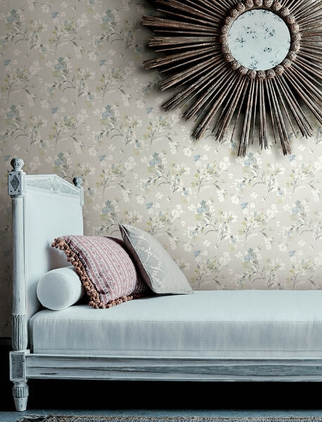 Azalea Light Grey Floral Branches Wallpaper