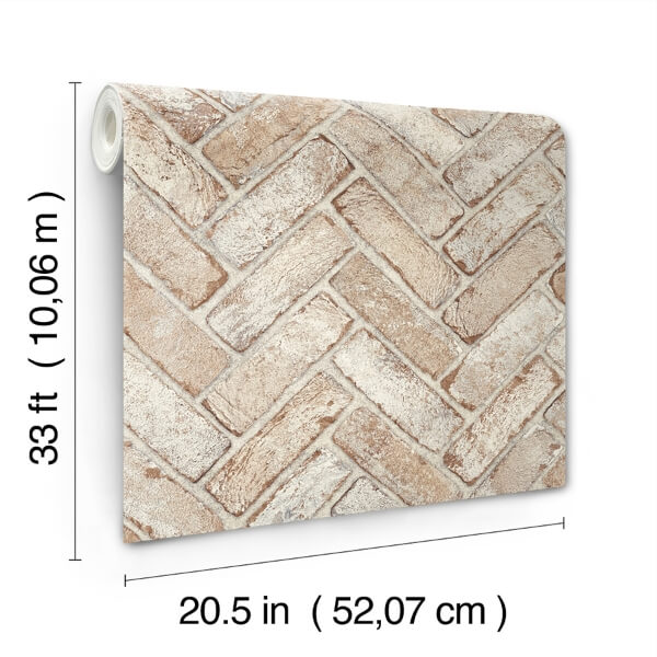 Canelle Rust Brick Herringbone Wallpaper
