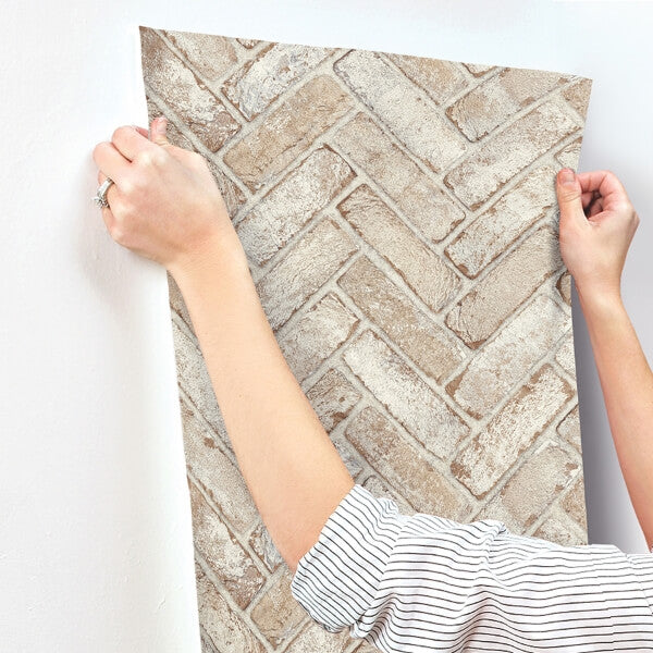 Canelle Rust Brick Herringbone Wallpaper