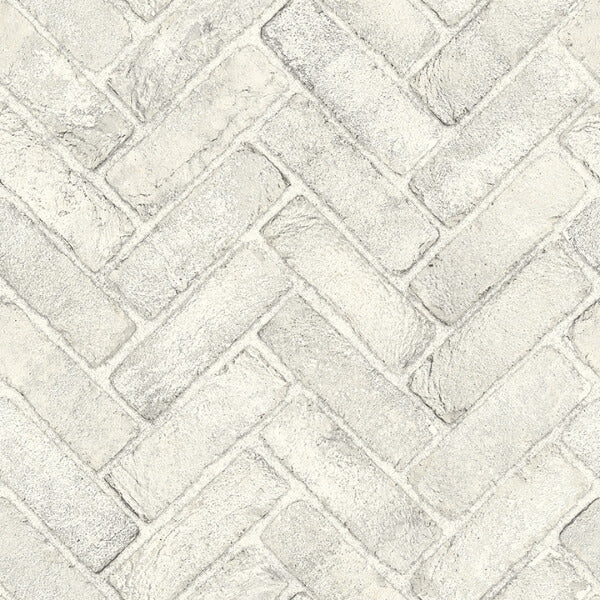 Canelle White Brick Herringbone Wallpaper