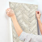 Canelle Taupe Brick Herringbone Wallpaper