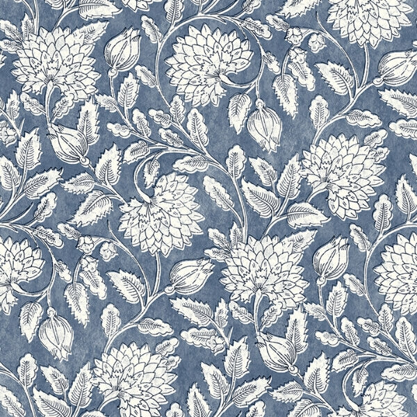 Vadouvan Navy Jacobean Trail Wallpaper