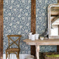 Vadouvan Navy Jacobean Trail Wallpaper