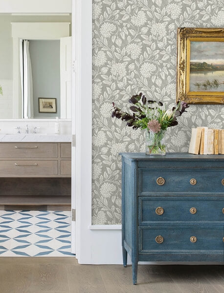 Vadouvan Grey Jacobean Trail Wallpaper