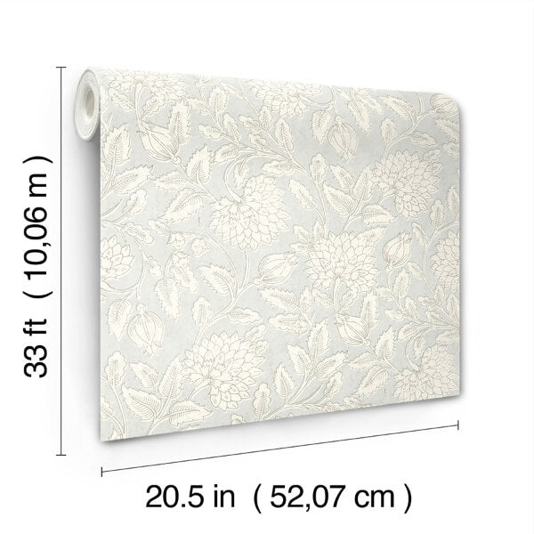 Vadouvan Light Blue Jacobean Trail Wallpaper