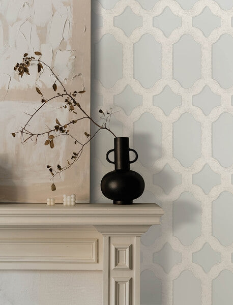 Chervil Sky Blue Trellis Wallpaper