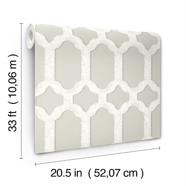 Chervil Light Grey Trellis Wallpaper