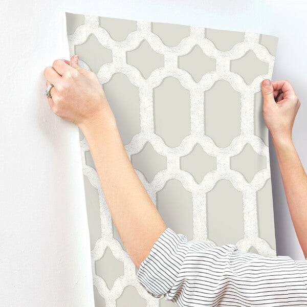 Chervil Light Grey Trellis Wallpaper