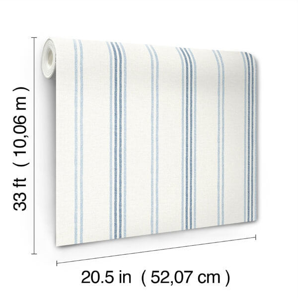 Lovage Blue Linen Stripe Wallpaper