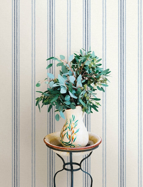 Lovage Blue Linen Stripe Wallpaper