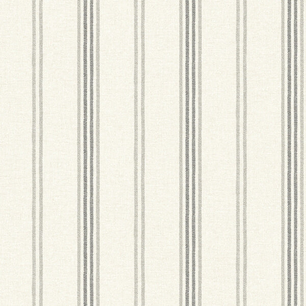 Lovage Charcoal Linen Stripe Wallpaper