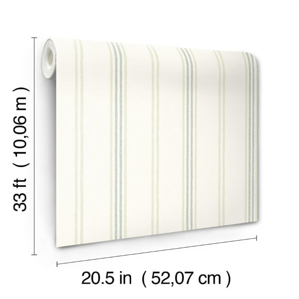 Lovage Green Linen Stripe Wallpaper