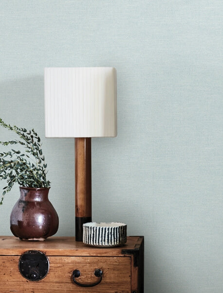 Chambray Light Blue Fabric Weave Wallpaper