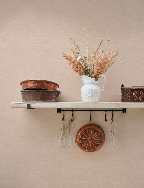Chambray Blush Fabric Weave Wallpaper