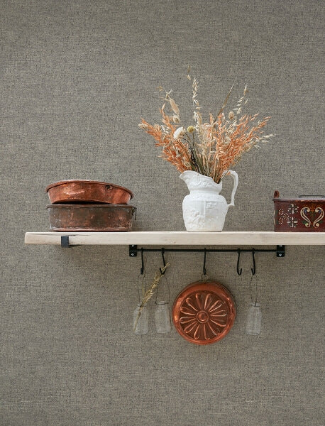 Chambray Grey Fabric Weave Wallpaper