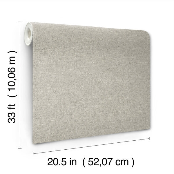 Chambray Grey Fabric Weave Wallpaper