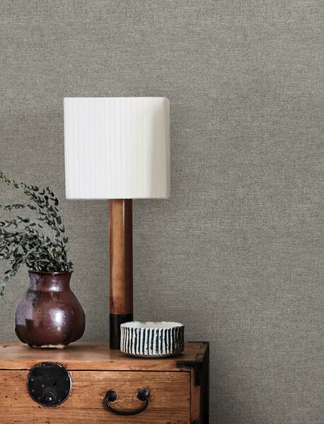 Chambray Grey Fabric Weave Wallpaper