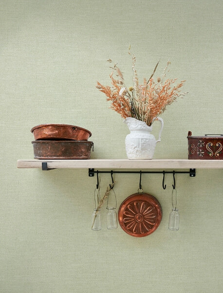 Chambray Sage Fabric Weave Wallpaper