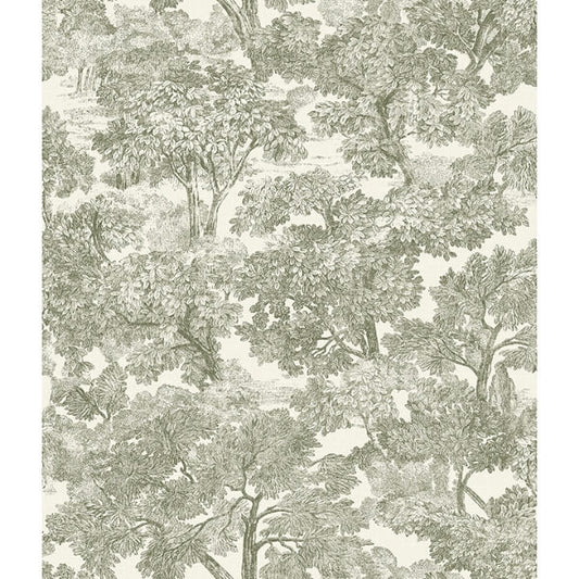 Spinney Green Toile Wallpaper
