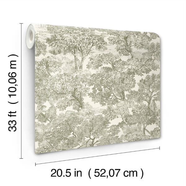 Spinney Green Toile Wallpaper