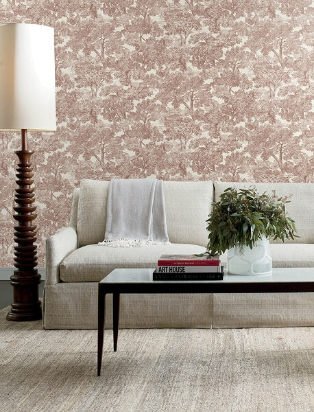 Spinney Red Toile Wallpaper