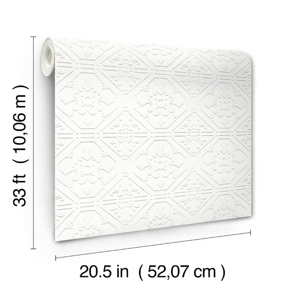 Brooklyn White Tin Paintable Wallpaper