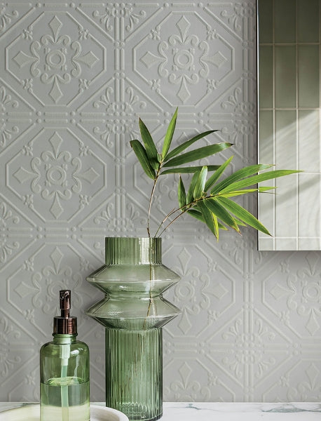 Brooklyn White Tin Paintable Wallpaper