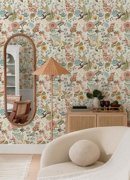 Whimsy Pink Fauna Wallpaper