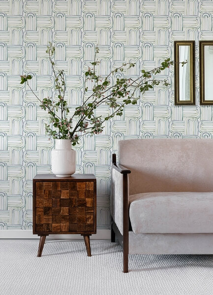 Lolly Teal Arches Wallpaper