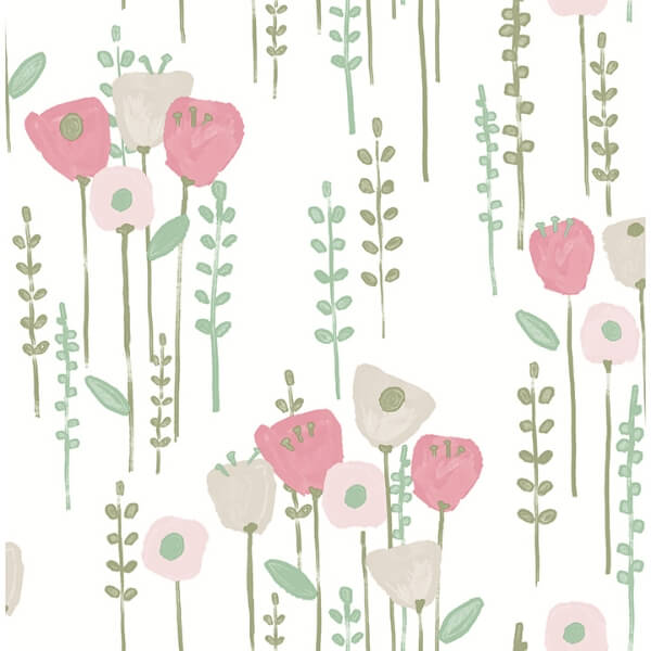 Mabel Pink Floral Field Wallpaper