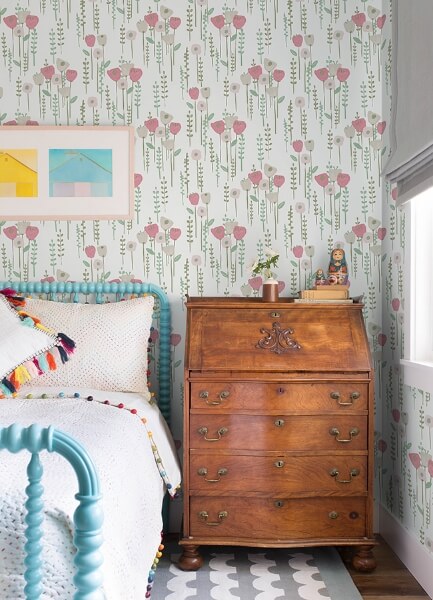 Mabel Pink Floral Field Wallpaper
