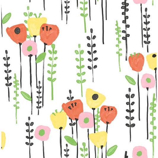 Mabel Yellow Floral Field Wallpaper