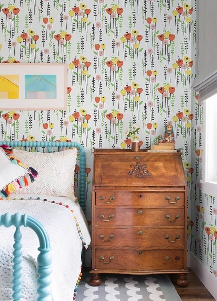 Mabel Yellow Floral Field Wallpaper