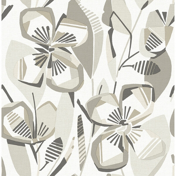Nathalie Beige Abstract Blooms Wallpaper