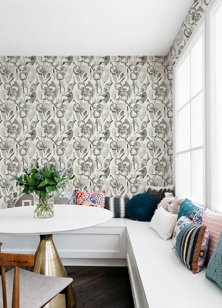 Nathalie Beige Abstract Blooms Wallpaper